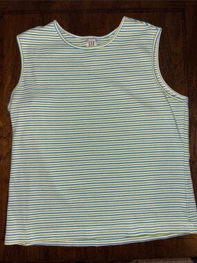 Vintage GAP Sleeveless Blue & Green Striped Top Size Large